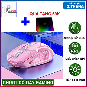 Chuột gaming có dây có hiệu ứng đèn Led RGB đổi màu thiết kế ĐỘC LẠ, CỰC CHẤT DPI 4 cấp độ - TẶNG KÈM miếng lót chuột 59K cho laptop, máy tính PC dành cho các game thủ