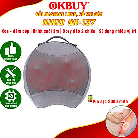 Gối massage lưng cổ vai gáy đa năng Nikio NK-137 - 2 kỹ thuật massage, Nhiệt sưởi ấm