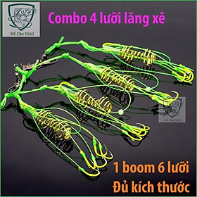 Hộp 4 lưỡi câu cá, lưỡi lăng xê (lancer) xanh chất lượng đủ kích thước LC-3