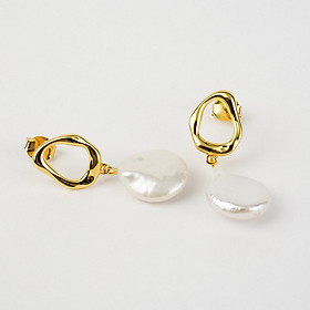 Bông Tai Ngọc Trai FW Baroque UK Style (Wave Circle) - MOON Jewelry