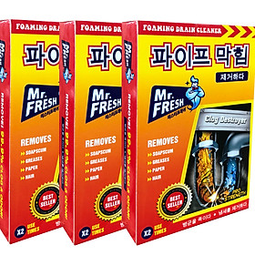 Combo 3 hộp 6 gói bột thông tắc làm sạch đường ống Hàn Quốc 100g gói