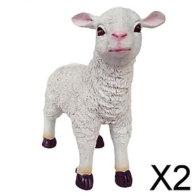 2xResin Garden Farm Animal Sheep Statue Indoor Outdoor Decor Standing Left