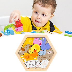 Wooden Jigsaw Puzzles Sorting Stacking Blocks Educational Toy