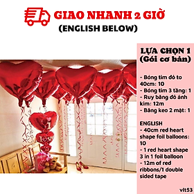 Bộ bong bóng hình trái tim đỏ trang trí Valentine set heart balloons Valentine's day vlt53