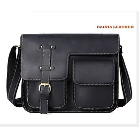 Túi đeo chéo nam dáng ngang BHM1050 chuẩn Da bò sáp thô nguyên tấm, siêu bền bỉ vừa laptop 13.3", A4
