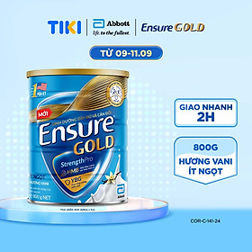 Thực phẩm dinh dưỡng y học Ensure Gold hương vani ít ngọt 800g/850g