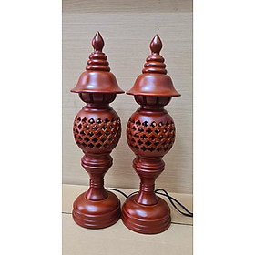 Mua Bộ Đôi Đèn Thờ Gỗ Hương Nguyên Khối Phong Thủy Cao Cấp Size 45cm Trang Trí Phòng Thờ Nhà Bạn