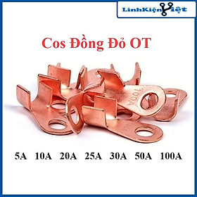 Cos dây điện đồng đỏ OT 5A-10A-20A-25A-30A-50A-100A, cốt bấm nối dây điện bình ắc quy (1 chiếc)