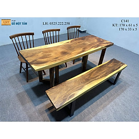 Mua Bàn Làm Việc Gỗ Me Tây  Bàn Sân Vườn Gỗ Me Tây  Bàn Gỗ Me tây Nguyên Tấm Dài 1 7m Rộng 61cm Dày 5cm