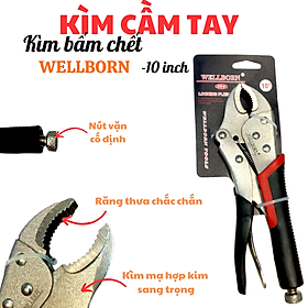 Kìm cầm tay 10 inch, kìm bấm khoá chặc, chính hãng cao cấp, thiết kế màu đen đỏ sang trọng, kìm mạ hợp kim bền bỉ