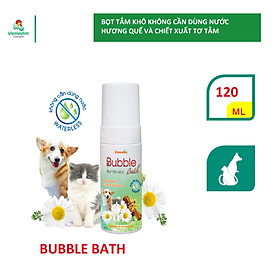 Vemedim Bubble bath bọt tắm khô chó mèo mà không cần dùng nước, tiện lợi mang theo cho bé du lịch, về quê, khi sức khỏe yếu không đụng nước, chai 120ml