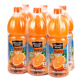 Lốc 6 Chai Nước Cam Có Tép Teppy Minute Maid (1L / Chai)