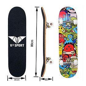 Ván Trượt Người Lớn Skateboard Thể Thao Chất Liệu Gỗ Phong Ép Cao Cấp 7 Lớp Mặt Nhám