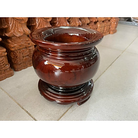 Mua Lư hương - Bát nhang gỗ tràm nguyên khối đẹp đường kính 16cm