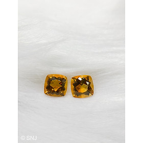 Mua Cặp viên đá citrine thạch anh vàng 4.4 carat vuông làm nhẫn mặt dây rất đẹp