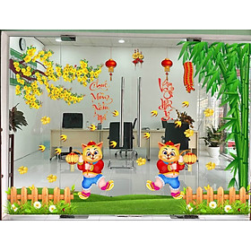 Mua DECAL DÁN KÍNH - TRANH DÁN KÍNH - DECAL DÁN CỬA KÍNH TẾT XUÂN QUÝ MÃO 2023 PK624 (CÓ SẴN KEO)