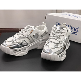 Giày sneaker nữ Bluewind 68711 mũi, gót giày pha màu kẻ vạch năng động