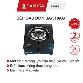 Bếp Gas Đơn SAKURA SA-310AG - Mặt Kính Cường Lực, Nhỏ Gọn - Hàng Chính Hãng