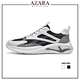 Giày Thể Thao Nam AZARA- Sneaker Màu Trắng Viền Vàng - Trắng Viền Đen , Giày Thể Thao Hoạt Động Ngoài Trời, Êm Chân - G5195