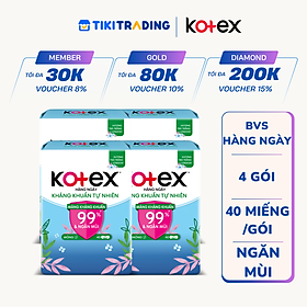 Combo 4 Băng Vệ Sinh Kotex Hằng Ngày Kháng Khuẩn Hương Tự Nhiên - Gói 40 miếng