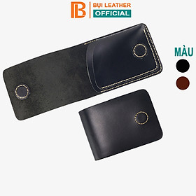 Ví sen 3 da bò Pullup V122, bóp mini nam nhỏ gọn hai màu đen và nâu, đường chỉ may tinh tế, đựng thẻ kẹp tiền tiện lợi,fullbox, thương hiệu Bụi leather chuyên đồ da thật