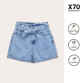 Quần Short Jean Nữ Kiểu Dáng Lưng Chun Thiết Kế Thắt Lưng Nơ Thời Trang X70 - 04560004