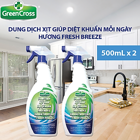 Combo 2 chai dung dịch xịt khuẩn bề mặt green cross a2 500ml - hương fresh