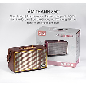 Loa bluetooth QIXI SK-2025 - Loa nghe nhạc bọc da thiết kế cổ điển sang trọng - Hệ thống loa 2.1 công suất 20W âm thanh trầm ấm - Tích hợp cổng micro 6.5mm - Đầy đủ các cổng kết nối Bluetooth, AUX, USB, TF card - Dung lượng pin cao - Hàng nhập khẩu