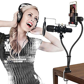 Mua Giá đỡ micro livestream  có màng lọc mic và giá đỡ điện thoại chắc chắn