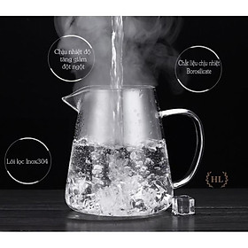 Mua (HÀNG ĐẸP) Ấm pha trà thủy tinh có lõi lọc Inox hình tháp | ÁN THUỶ TINH CÓ LÕI LỌC ĐUN ĐƯỢC BẾP GAS