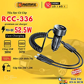 Mua Bộ tẩu sạc nhanh ô tô 52.5W Remax RCC-336 Tích hợp sẵn 2 cáp sạc nhanh - Hàng Chính Hãng Remax