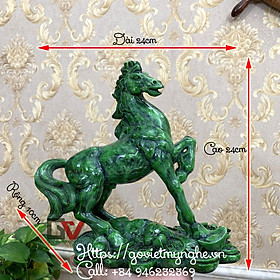 Mua Tượng Đá Trang Trí Con Ngựa Phong Thủy - Cao 24cm - Màu Xanh Ngọc Bích