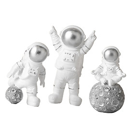 3 Pieces Nordic Spaceman Figurines Resin Astronaut Statue for Bedroom Desktop Ornament