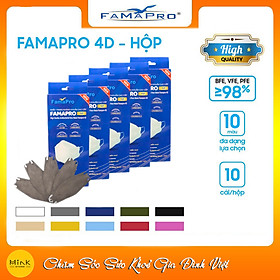 [HỘP - FAMAPRO 4D] - Khẩu trang y tế kháng khuẩn cao cấp Famapro 4D tiêu chuẩn KF94 (10 cái/ hộp)