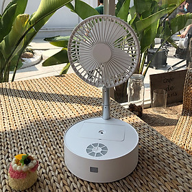Mua Quạt Sạc Tích Điện Phun Sương Gấp Gọn Màu Trắng Quay Tự Động  Tích Hợp Đèn LED  3 Chế Độ Gió  Pin LITHIUM POLYMER 7200mah  Trang Bị Điều Khiển Từ Xa