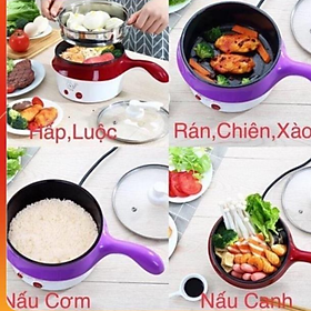 Nồi Lẩu Điện Đa Năng Kèm Giá Hấp Có Tay Cầm Tiện Dụng 18cm, Nồi Lẩu Hấp Mini 2 Tầng Cao Cấp ️️