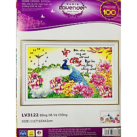 Mua Tranh thêu chữ thập Đồng hồ vợ chồng LV3122  kích thước 65 x 42 cm