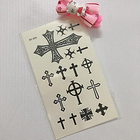 Hình xăm dán cao cấp tattoo hoa văn thánh giá 10x6cm- mua 5 tặng 1 mini xinh