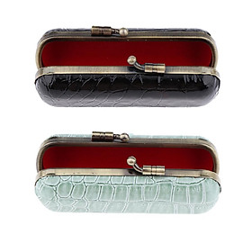 2pcs Leather Lipstick Case Holder Organizer Bag for Purse Handbag w/ Mirrors