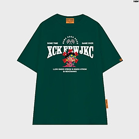 Áo thun unisex in chữ Some Time Game Over nền họa tiết cá tính - Rêu, Rêu