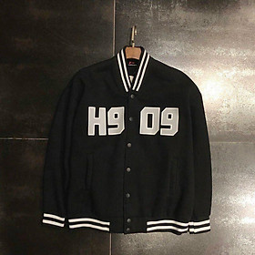 Áo khoác dù kiểu bomber logo H9 09 cá tính nút cài năng động phong cách thể thao,Áo Khoác kiểu dù Bomber unisex form rộng nam nữ 2 lớp H9 09 (Kèm ảnh thật Shop tự chụp)