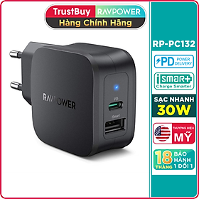 Mua Củ Sạc Điện Thoại 30W 1 Cổng USB Và 1 Type-C PD 18W RAVPower RP-PC132 - Hàng Chính Hãng