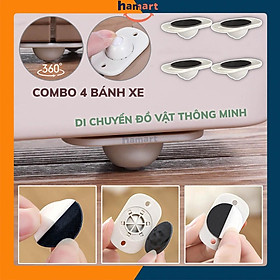 Mua COMBO 4 Bánh Xe Nhựa Hamart Bánh Xe Di Chuyển Đồ Vật DÁN 3M XOAY 360° CHỊU TẢI LỚN TIỆN LỢI