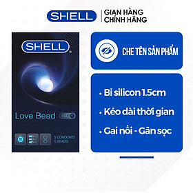 Bao cao su Shell Love Bead - Gân nổi, kéo dài thời gian, bi tăng 1.5cm - Hộp 5 cái | SHELL CHÍNH HÃNG