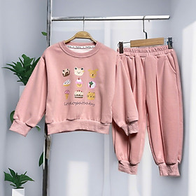 Bộ nỉ bé gái cổ tròn 2-7 tuổi hình và chữ love vải dày dặn cao cấp kiểu dáng thời trang