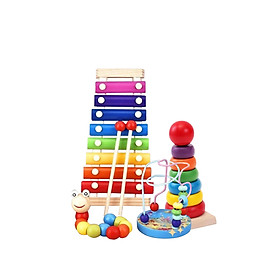 [QUÀ TẶNG] Combo 4 món đồ chơi gỗ phát triển trí tuệ cho bé - Đồ chơi gỗ thông minh