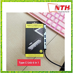 Hub USB Type-C 6 in 1  LAN+ TYPEC+ USB 3+HDTV+SD+TF+PD -NTH