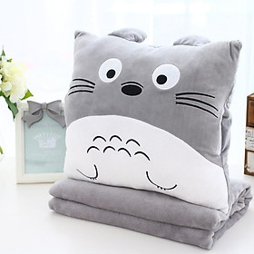 Bộ chăn gối Totoro 1x1.7m Vừa có thể dùng làm gối ôm + có chăn để đắp và có thể giữ ấm đôi tay nữa