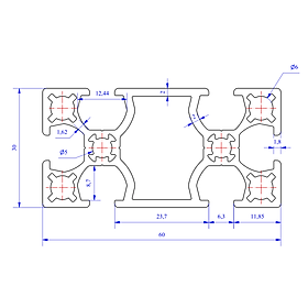 Mua Nhôm định hình 30x60 (LWA-360662546-1) - Miễn phí cắt theo kích thước yêu cầu (Giá đã bao gồm VAT)