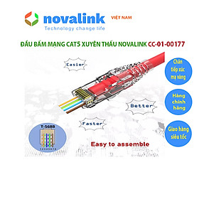 Mua Đầu bấm mạng xuyên thấu Cat5/ cat6 Nova  chân cắm mạ vàng 50u  bấm không bị méo  lệch chân  Made in Taiwan